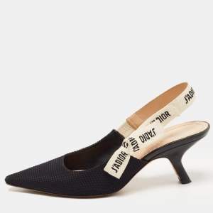 Dior Black Fabric  J'adior Slingback Pumps Size 36.5