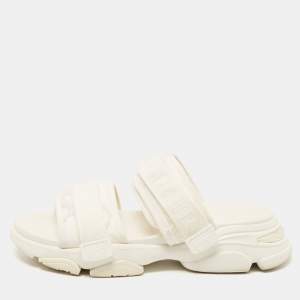 Dior White Fabric and Nylon D-Wander Slides Size 39