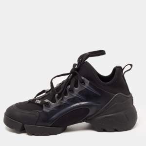 Pre Owned Dior Black Leather and PVC D-Connect  Sneakers Size 35.5