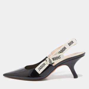 Dior Black Patent J'adior Slingback Pumps Size 39
