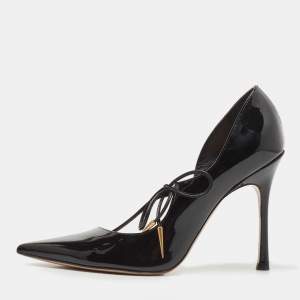 Dior Black Patent Dorsey Pointed Toe Pumps Size 37