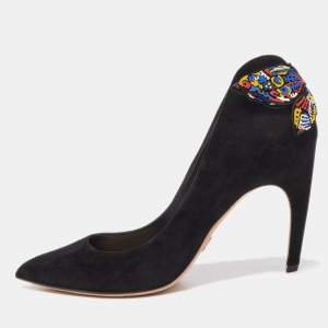 Pre Owned Dior Black Suede D-Butterfly Pumps Size 40