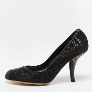 Pre Owned Dior Black Lasercut Leather Dior Byz Pumps Size 40  