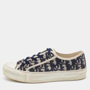 Dior Blue Oblique Canvas Walk'n'Dior Low Top Sneakers Size 38