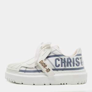 Pre Owned Dior White Leather and Canvas Dior ID Sneakers Size 34