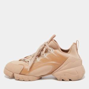 Dior Pink Neoprene and Leather D-Connect Sneakers Size 38.5