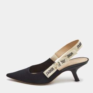 Dior Black Technical Fabric J'adior Slingback Pumps Size 35.5 