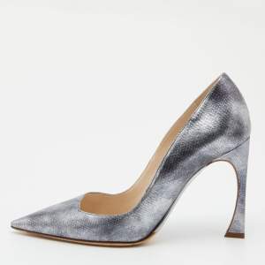 Pre Owned Dior Silver Python Effect Leather Songe Pumps Size 37