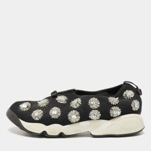 Pre Owned Dior Black Embellished Mesh Fusion Sneakers Size 40