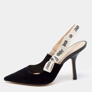 Dior Black Velvet J'adior Slingback Pumps Size 39