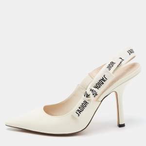 Dior White J'adior Slingback Pumps Size 38