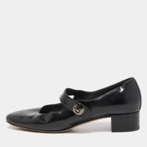 Pre Owned Dior Black Leather D-Doll Mary Jane Pumps Size 37