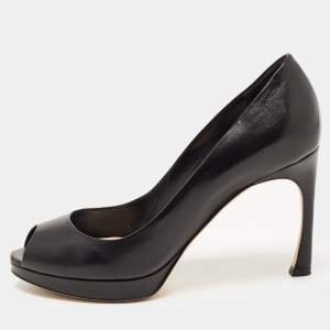 Pre Owned Dior Black Leather Diorella Pumps Size 36