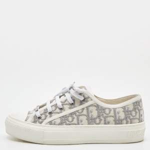Dior GRey/White Canvas Walk'n'Dior  Low Top Sneakers Size 36