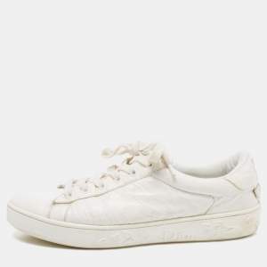 Pre Owned Dior White Crinkled Leather Move Sneakers Size 37.5