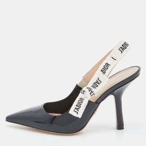 Dior Black Patent Leather J'adior Slingback Pumps Size 36