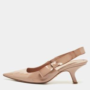 Pre Owned Dior Dusty Pink Patent Leather Sweet-D Slingback Pumps Size 37