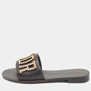 Dior Black Rubber Faux Pearl Diorevolution Flat Slides Size 39