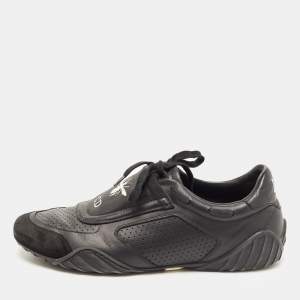 Pre Owned Dior Black Leather and Suede D-Bee Low Top Sneakers Size 38