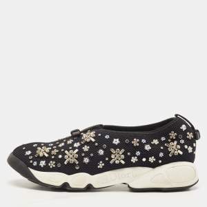 Dior Black Mesh Fusion Embellished Low Top Sneakers Size 39