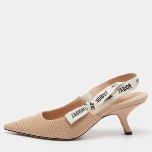 Dior Beige Canvas J'adior Slingback Pumps Size 39