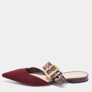 Pre Owned Dior Two Tone Technical Fabric and Leather D-Dior Flat Mules Size 38