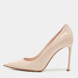 Pre Owned Dior Beige Patent Pointed Toe Pumps Size 39