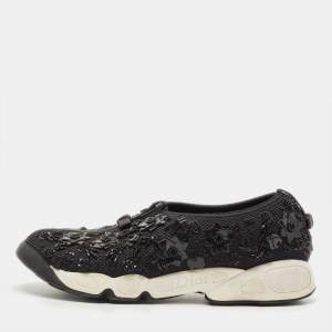 Pre Owned Dior Black Mesh Fusion Low Top Sneakers Size 39.5