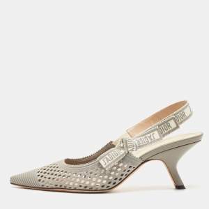 Dior Green Canvas Ribbon J'adior Slingback Pumps Size 40