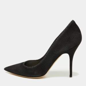 Dior Black Perforated Suede Cherie Pointed Toe Pumps Size 40