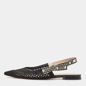 Dior Black Lace J'adior Slingback Flats Size 40