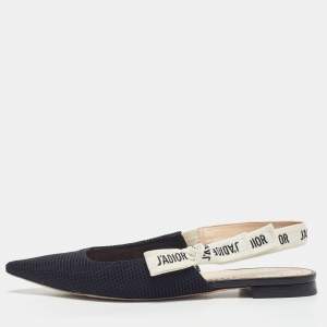 Dior Black Technical Fabric J'adior Slingback Flats Mules Size 38