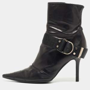 Dior Black Leather Pointed Toe Ankle Boots Size 36