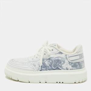 Dior Blue/White Toile De Jouy Technical Fabric Addict Sneakers Size 37
