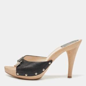 Dior Black Leather Luck Clogs Size 39.5