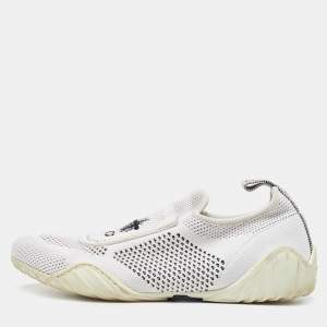 Pre Owned Dior White Knit Fabric D-Fence Sneakers Size 37.5