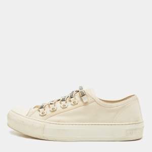 Dior White Canvas Walk'n'Dior Low Top Sneakers Size 37
