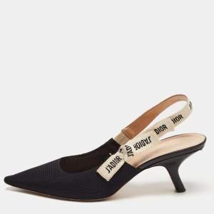 Dior Black Technical Fabric J'adior Slingback Flats Mules Size 40.5