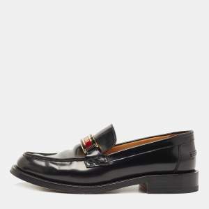 Dior Black Patent Leather Code Loafers Size 37