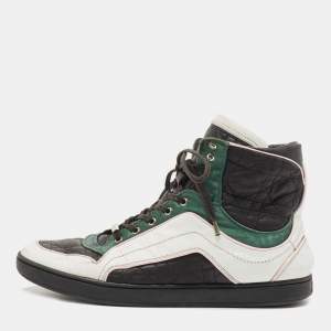 Pre Owned Dior Tricolor Cannage Leather and Satin High Top Sneakers Size 39
