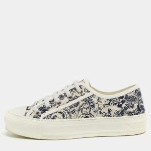 Dior White/Blue Canvas Walk'n'Dior  Sneakers Size 35.5