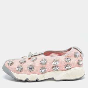 Pre Owned Dior Pink Mesh Fusion Low Top Sneakers Size 38