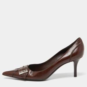 Dior Brown Leather Buckle Pointed Toe Pumps Size 41