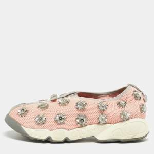 Dior Pink Mesh Fusion Low Top Sneakers Size 37.5