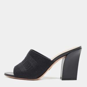 Dior Black Canvas Dway Mules Size 36.5