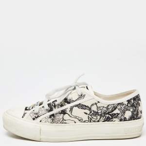 Dior White/Black Canvas Walk'n'Dior Sneakers Size 37.5