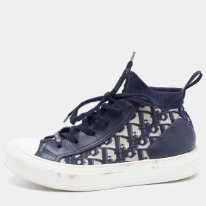 Dior Navy Blue Canvas and Leather Walk'n'Dior Sneakers Size  37