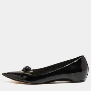 Pre Owned Dior Black Patent Leather and PVC Pointed Toe Ballet Flats Size 40.5