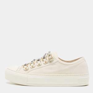 Dior Off White Canvas Walk'n'Dior Sneakers Size 35