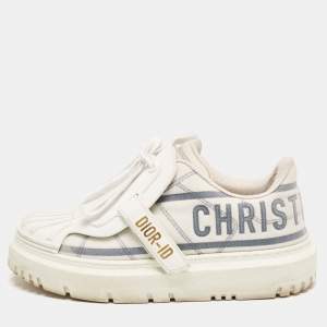 Dior White/Blue Nylon and Rubber Dior ID Sneakers Size 36